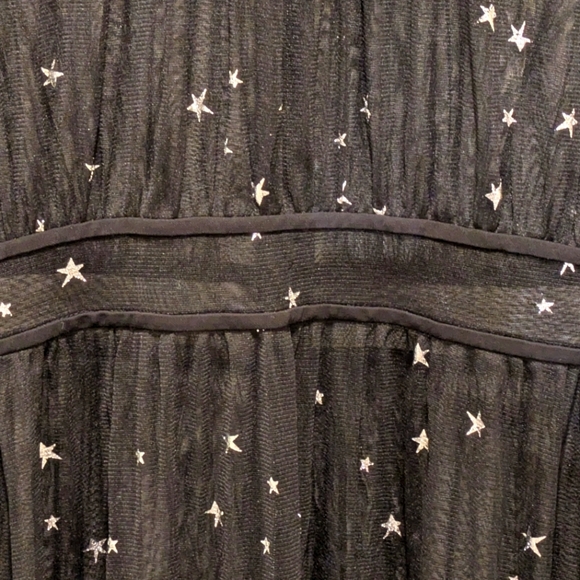 Tory Burch 0 Sheer Stretch Mesh Silver Star Print Dress with Sparkle Collar - Picture 11 of 13